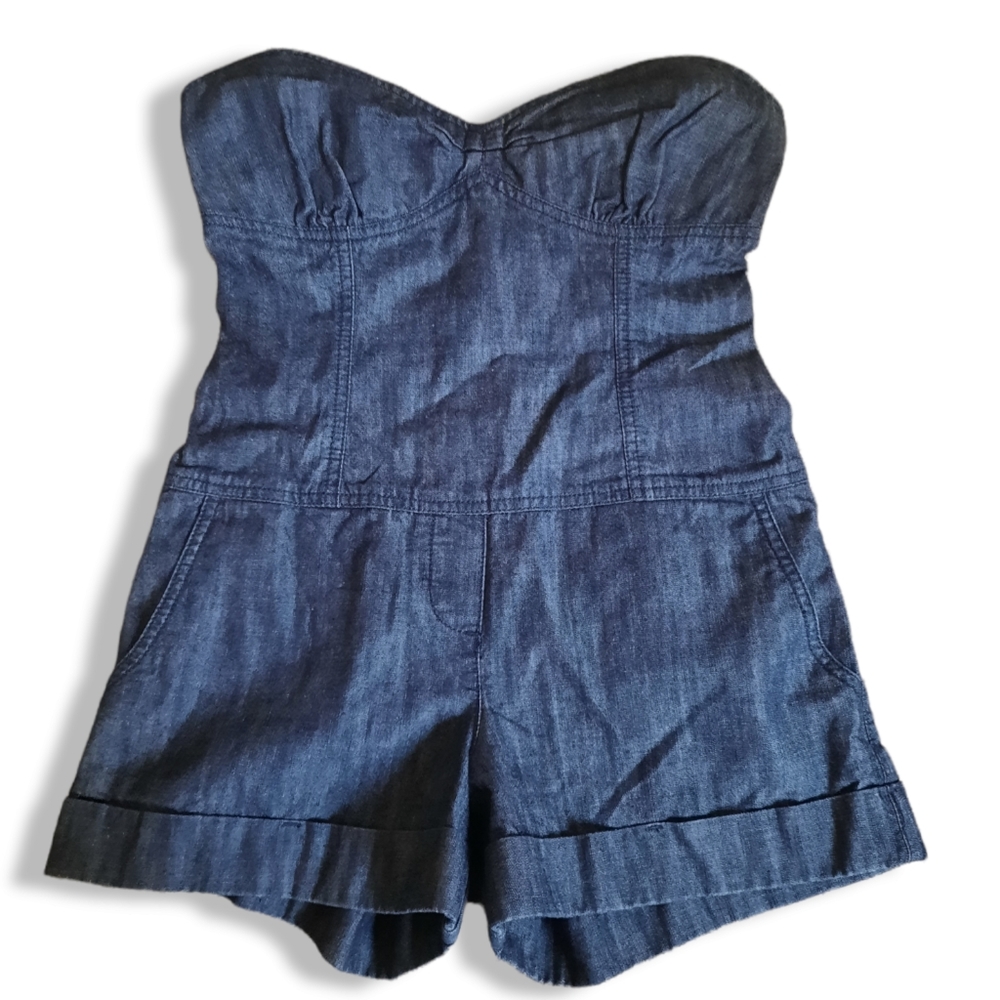 Arden B. 100% cotton dark wash denim romper size small